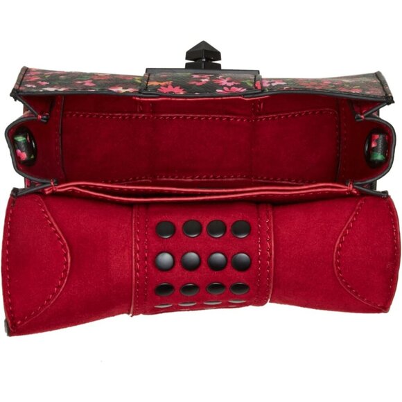 Studded Leather Crossbody Clutch Bag with Turnlock Closure and Detachable Strap - Picture 4 of 5